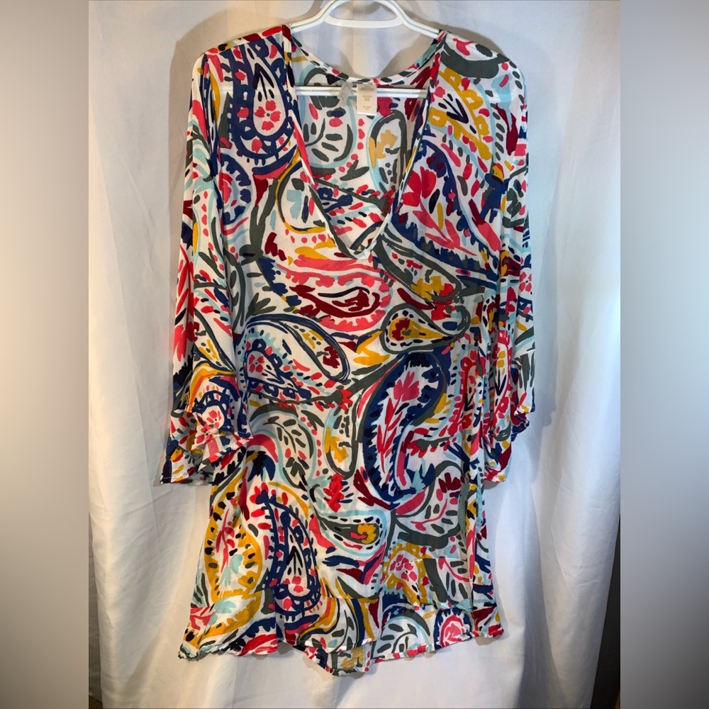 Anne Cole Swimsuit Bathing Suit Coverup Size Large Paisley Women's Top